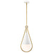 SATCO/NUVO Admiral 1 Light Pendant 10 Inch Matte White And Natural Brass Finish White Opal Glass (60-7923)