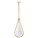 SATCO/NUVO Admiral 1 Light Pendant 10 Inch Matte White And Natural Brass Finish White Opal Glass (60-7923)