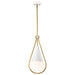 SATCO/NUVO Admiral 1 Light Pendant 10 Inch Matte White And Natural Brass Finish White Opal Glass (60-7923)