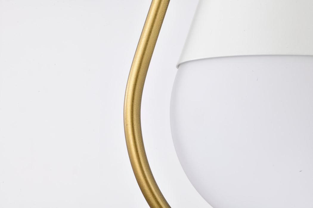 SATCO/NUVO Admiral 1 Light Pendant 10 Inch Matte White And Natural Brass Finish White Opal Glass (60-7923)