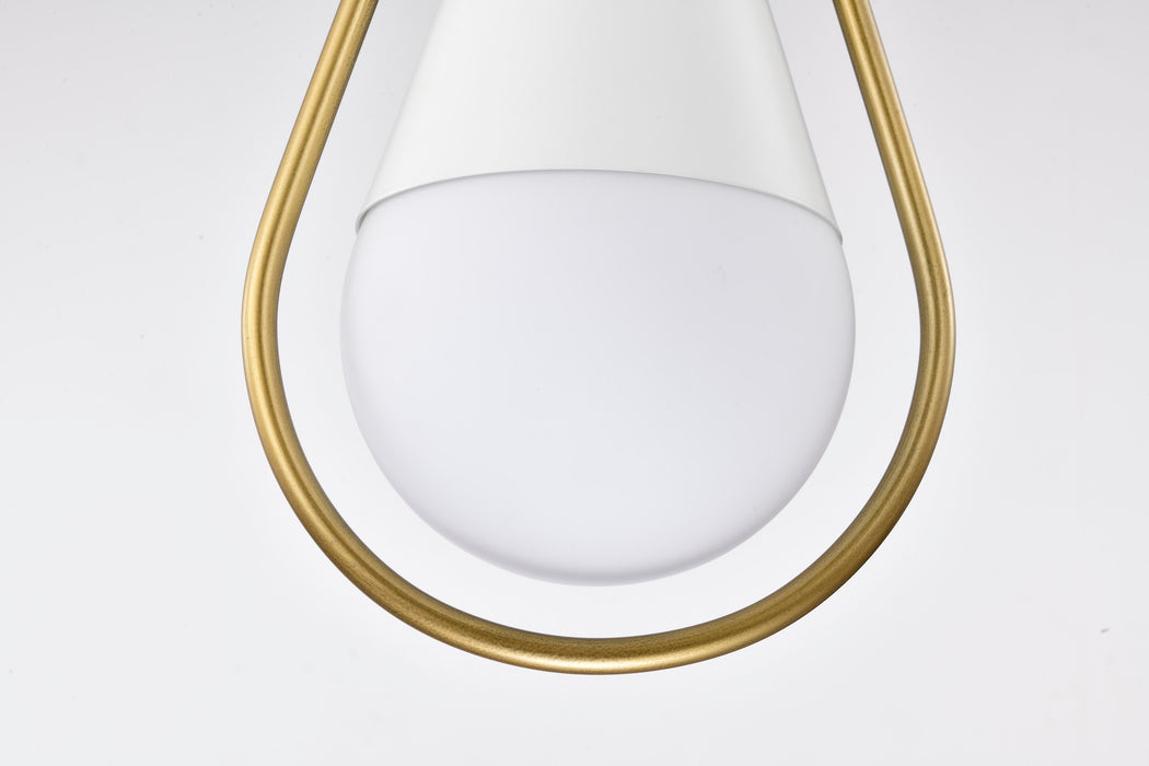 SATCO/NUVO Admiral 1 Light Pendant 10 Inch Matte White And Natural Brass Finish White Opal Glass (60-7923)