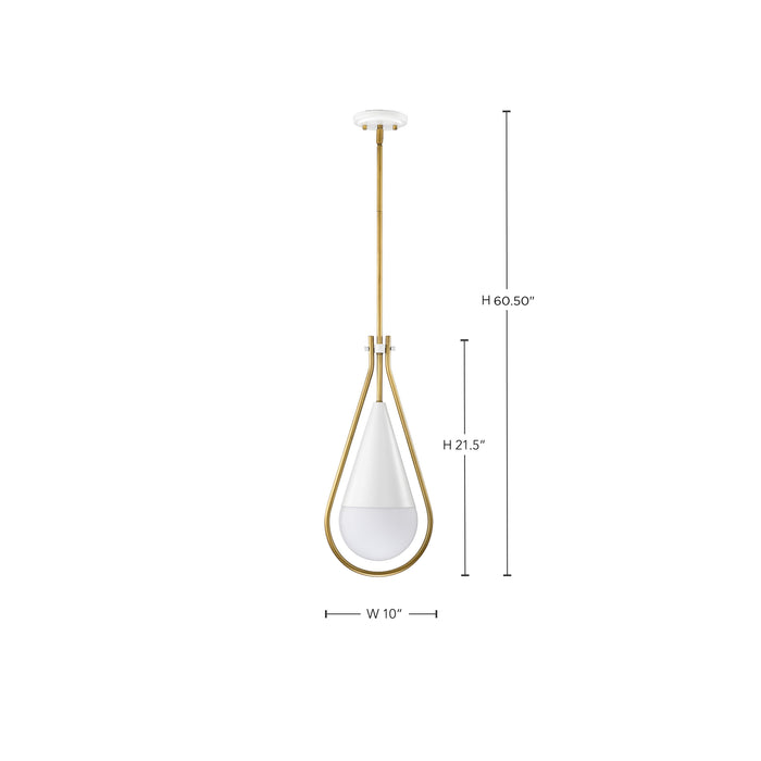 SATCO/NUVO Admiral 1 Light Pendant 10 Inch Matte White And Natural Brass Finish White Opal Glass (60-7923)