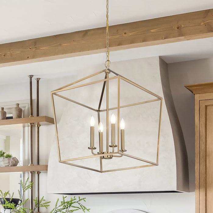 SATCO/NUVO Emma 4-Light Large Pendant 60W Maximum 120V Burnished Brass Finish (60-7932)