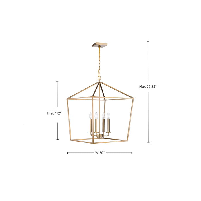 SATCO/NUVO Emma 4-Light Large Pendant 60W Maximum 120V Burnished Brass Finish (60-7932)