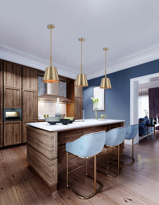 SATCO/NUVO Alexis 1-Light Small Pendant 100W Maximum 120V Burnished Brass And Gold Finish (60-7939)
