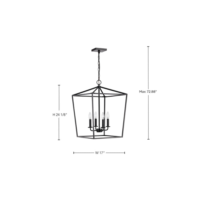 SATCO/NUVO Emma 4-Light Small Pendant 60W Maximum 120V Matte Black Finish (60-7941)