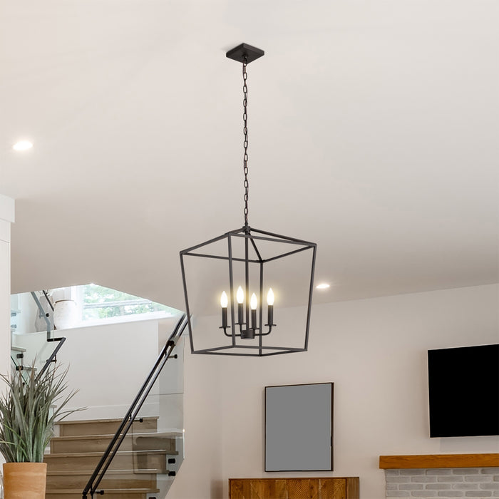 SATCO/NUVO Emma 4-Light Large Pendant 60W Maximum 120V Matte Black Finish (60-7942)