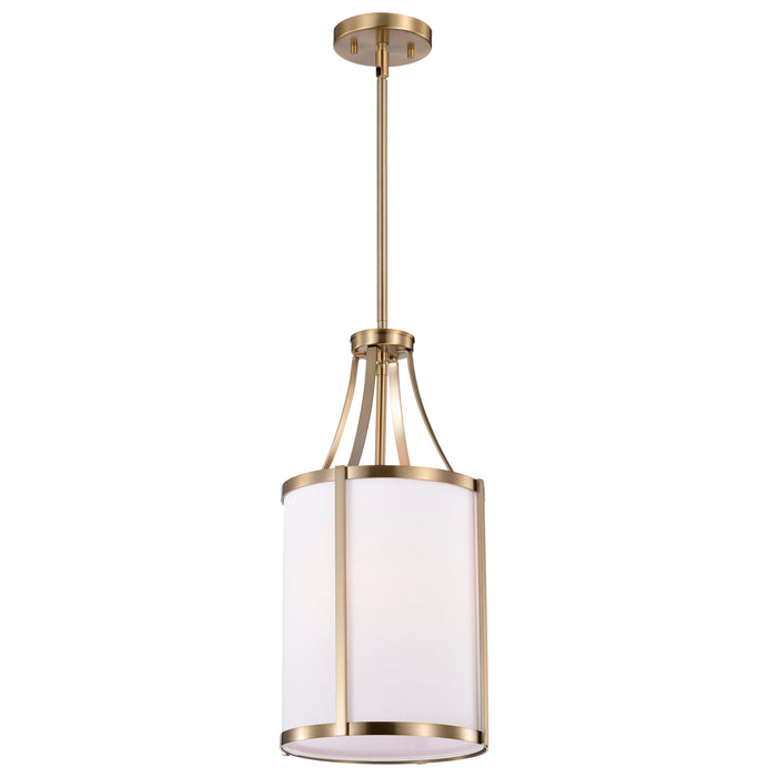 SATCO/NUVO Easton 1-Light Pendant 100W Maximum 120V Burnished Brass Finish White Linen Shade (60-7961)