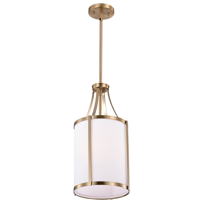 SATCO/NUVO Easton 1-Light Pendant 100W Maximum 120V Burnished Brass Finish White Linen Shade (60-7961)