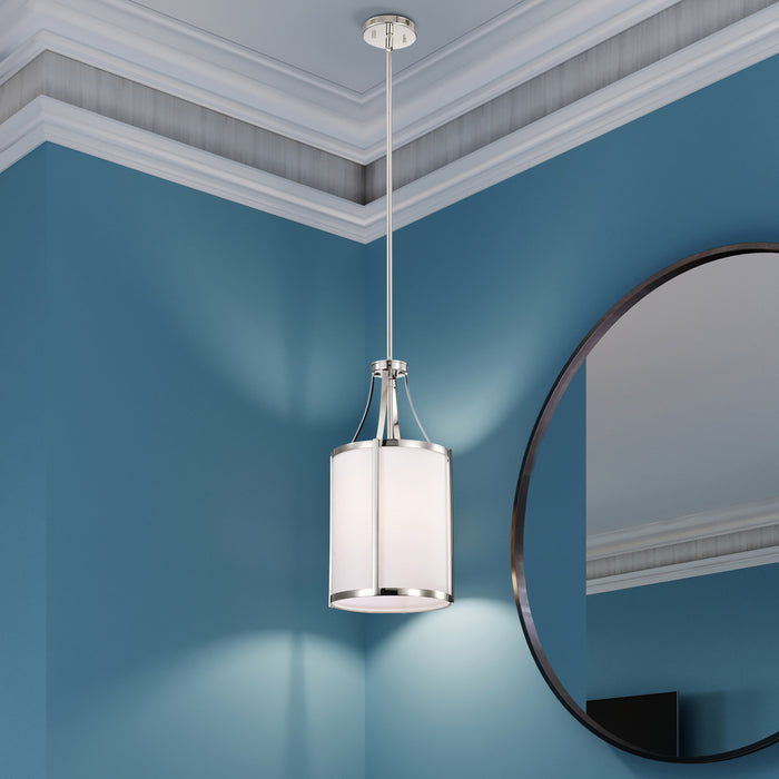 SATCO/NUVO Easton 1-Light Pendant 100W Maximum 120V Burnished Brass Finish White Linen Shade (60-7961)