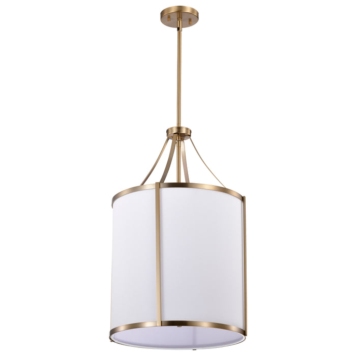 SATCO/NUVO Easton 3-Light Pendant 100W Maximum 120V Burnished Brass Finish White Linen Shade (60-7962)