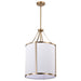 SATCO/NUVO Easton 3-Light Pendant 100W Maximum 120V Burnished Brass Finish White Linen Shade (60-7962)