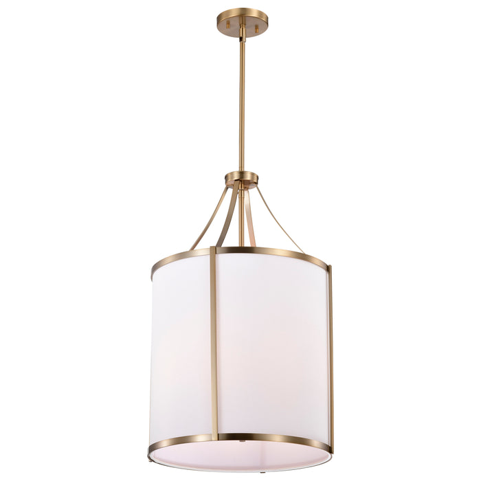 SATCO/NUVO Easton 3-Light Pendant 100W Maximum 120V Burnished Brass Finish White Linen Shade (60-7962)
