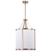SATCO/NUVO Easton 3-Light Pendant 100W Maximum 120V Burnished Brass Finish White Linen Shade (60-7962)