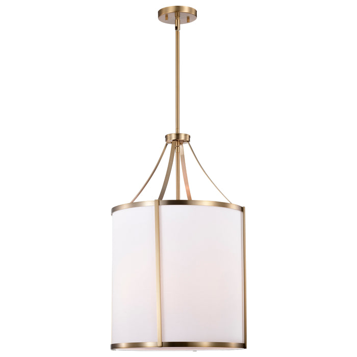SATCO/NUVO Easton 3-Light Pendant 100W Maximum 120V Burnished Brass Finish White Linen Shade (60-7962)