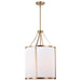 SATCO/NUVO Easton 3-Light Pendant 100W Maximum 120V Burnished Brass Finish White Linen Shade (60-7962)