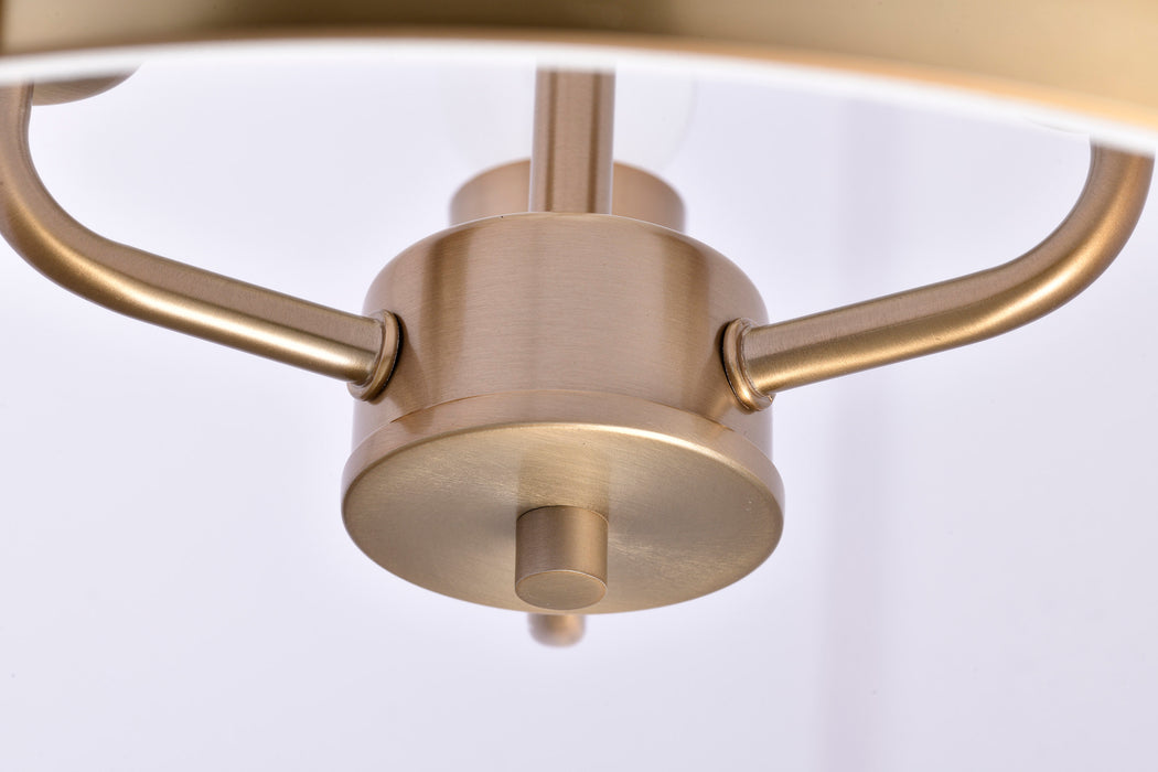 SATCO/NUVO Easton 3-Light Pendant 100W Maximum 120V Burnished Brass Finish White Linen Shade (60-7962)