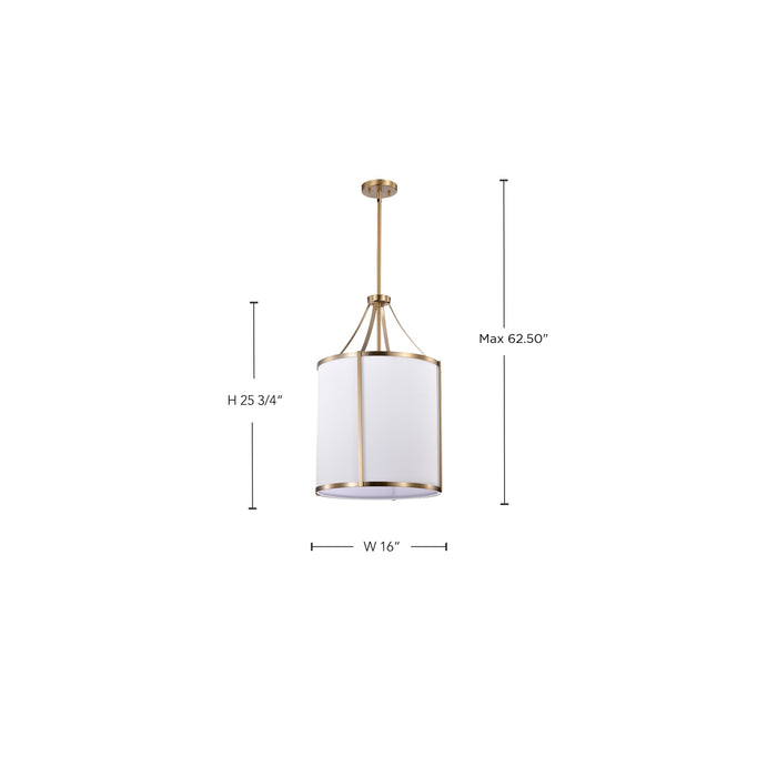 SATCO/NUVO Easton 3-Light Pendant 100W Maximum 120V Burnished Brass Finish White Linen Shade (60-7962)