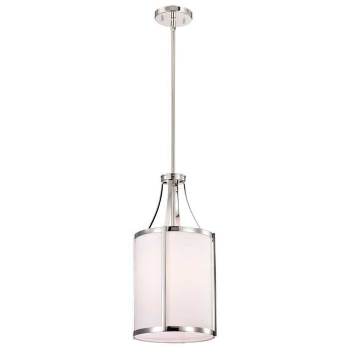 SATCO/NUVO Easton 1-Light Pendant 100W Maximum 120V Polished Nickel Finish White Linen Shade (60-7971)