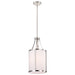 SATCO/NUVO Easton 1-Light Pendant 100W Maximum 120V Polished Nickel Finish White Linen Shade (60-7971)