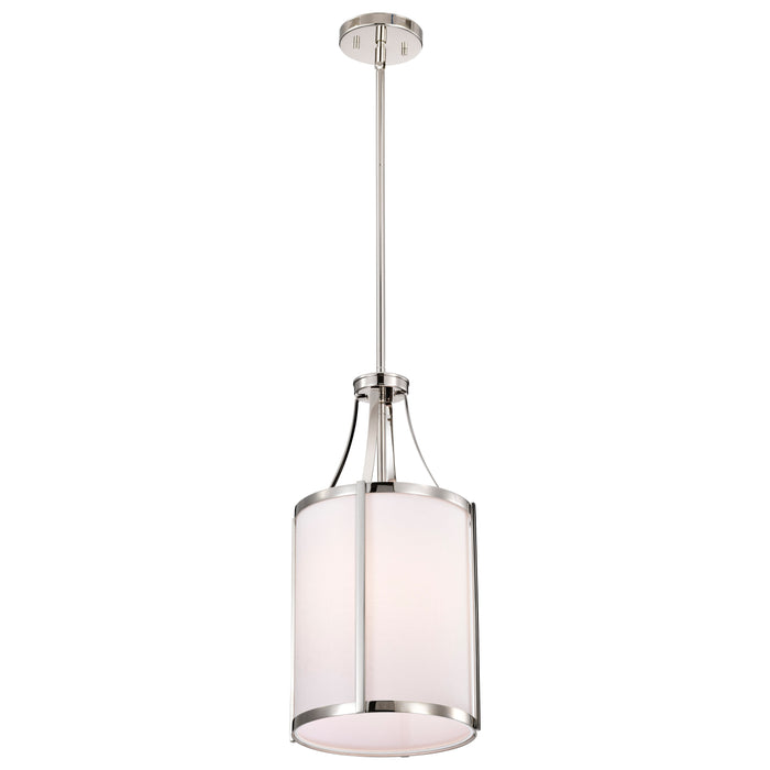 SATCO/NUVO Easton 1-Light Pendant 100W Maximum 120V Polished Nickel Finish White Linen Shade (60-7971)