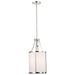 SATCO/NUVO Easton 1-Light Pendant 100W Maximum 120V Polished Nickel Finish White Linen Shade (60-7971)