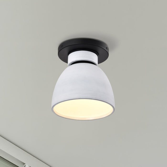 SATCO/NUVO Collins 8 Inch Flush Mount Ceramic With Silver Accents (60-8011)