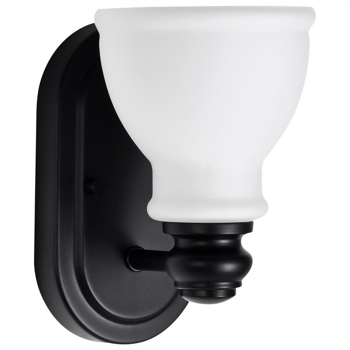 SATCO/NUVO Russel 1-Light Vanity Matte Black With Satin White Glass (60-8021)