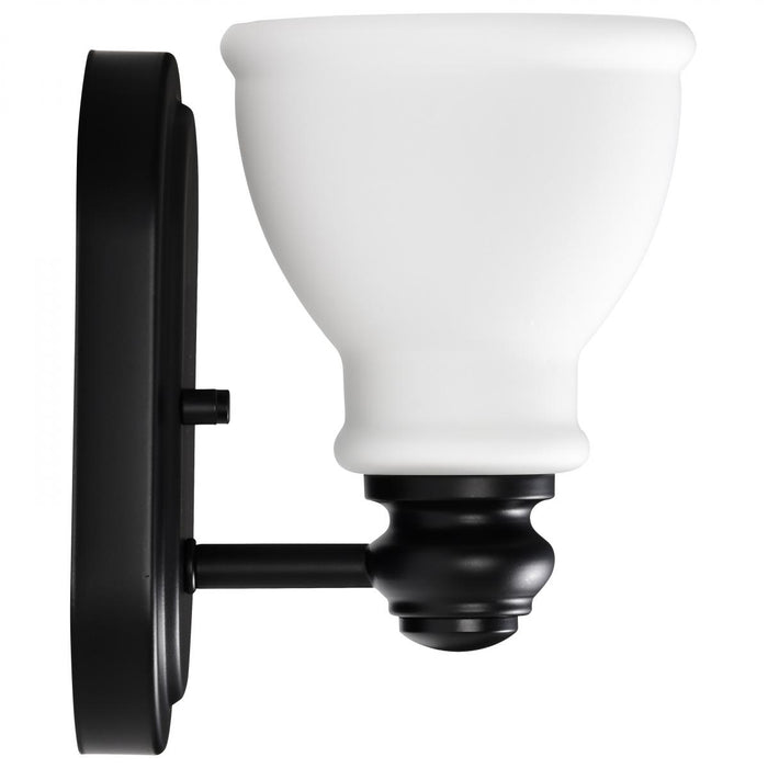 SATCO/NUVO Russel 1-Light Vanity Matte Black With Satin White Glass (60-8021)