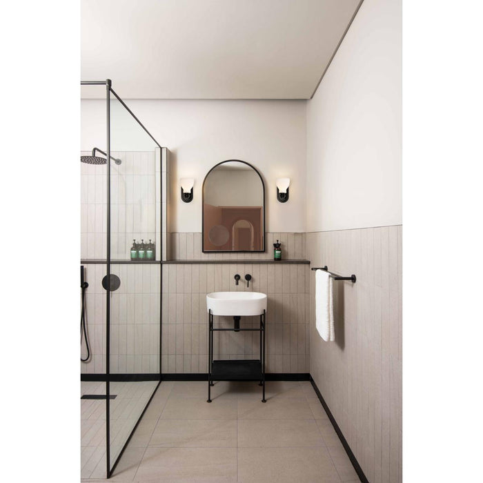 SATCO/NUVO Russel 1-Light Vanity Matte Black With Satin White Glass (60-8021)