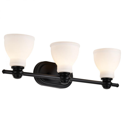 SATCO/NUVO Russel 3-Light Vanity Matte Black With Satin White Glass (60-8023)