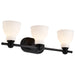 SATCO/NUVO Russel 3-Light Vanity Matte Black With Satin White Glass (60-8023)