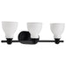 SATCO/NUVO Russel 3-Light Vanity Matte Black With Satin White Glass (60-8023)