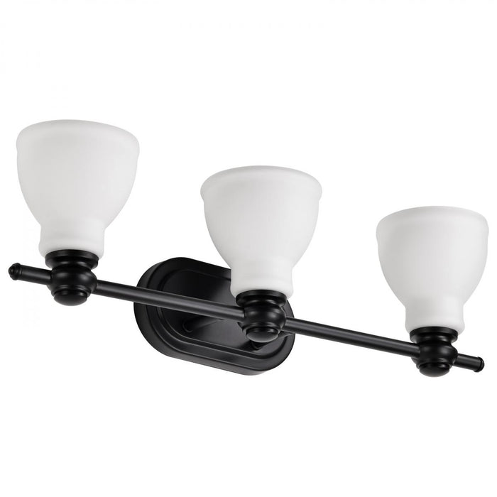 SATCO/NUVO Russel 3-Light Vanity Matte Black With Satin White Glass (60-8023)