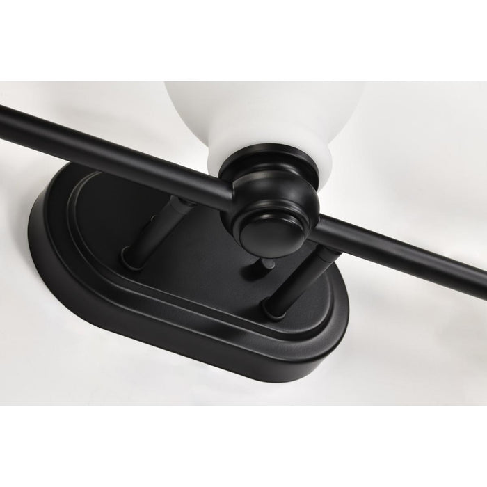 SATCO/NUVO Russel 3-Light Vanity Matte Black With Satin White Glass (60-8023)