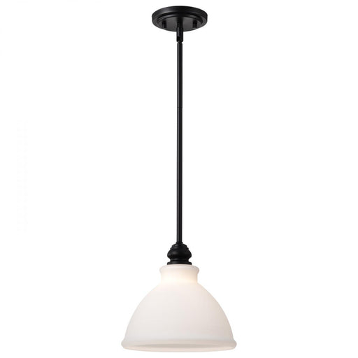 SATCO/NUVO Russel 10 Inch Mini Pendant Matte Black With Satin White Glass (60-8024)