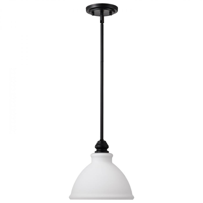 SATCO/NUVO Russel 10 Inch Mini Pendant Matte Black With Satin White Glass (60-8024)