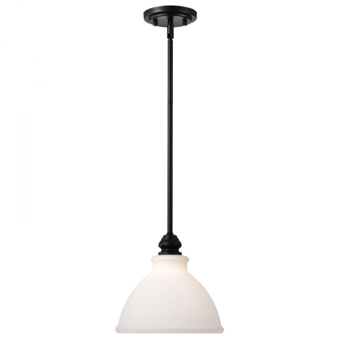 SATCO/NUVO Russel 10 Inch Mini Pendant Matte Black With Satin White Glass (60-8024)