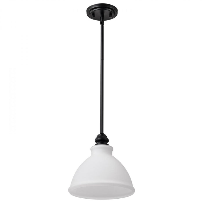 SATCO/NUVO Russel 10 Inch Mini Pendant Matte Black With Satin White Glass (60-8024)