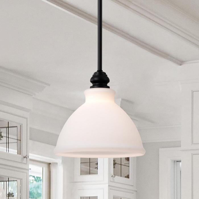SATCO/NUVO Russel 10 Inch Mini Pendant Matte Black With Satin White Glass (60-8024)
