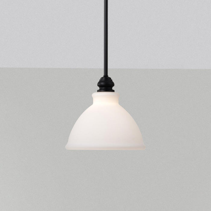 SATCO/NUVO Russel 10 Inch Mini Pendant Matte Black With Satin White Glass (60-8024)