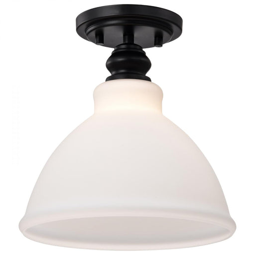 SATCO/NUVO Russel 10 Inch Semi Flush Mount Matte Black With Satin White Glass (60-8025)