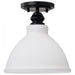 SATCO/NUVO Russel 10 Inch Semi Flush Mount Matte Black With Satin White Glass (60-8025)