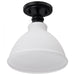 SATCO/NUVO Russel 10 Inch Semi Flush Mount Matte Black With Satin White Glass (60-8025)