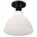SATCO/NUVO Russel 10 Inch Semi Flush Mount Matte Black With Satin White Glass (60-8025)