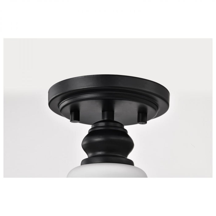 SATCO/NUVO Russel 10 Inch Semi Flush Mount Matte Black With Satin White Glass (60-8025)