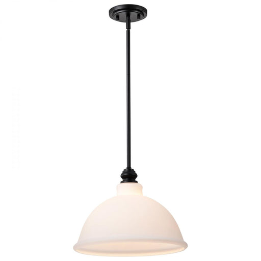 SATCO/NUVO Russel 14 Inch Pendant Matte Black With Satin White Glass (60-8026)