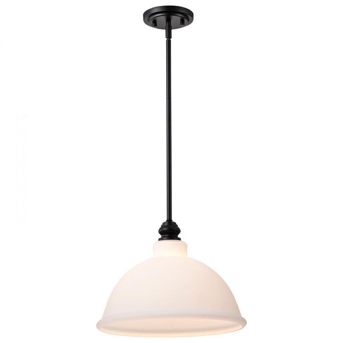 SATCO/NUVO Russel 14 Inch Pendant Matte Black With Satin White Glass (60-8026)