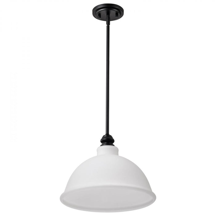SATCO/NUVO Russel 14 Inch Pendant Matte Black With Satin White Glass (60-8026)