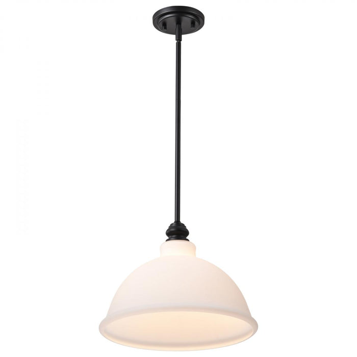 SATCO/NUVO Russel 14 Inch Pendant Matte Black With Satin White Glass (60-8026)